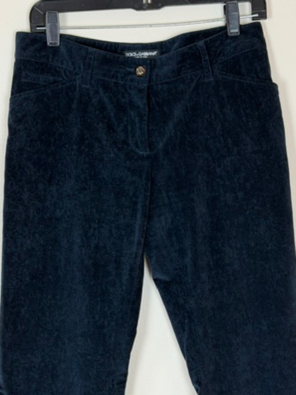 Dolce & Gabbana Y2K Deep Navy Straight Leg Pants Women's IT 40 US 4 Velveteen